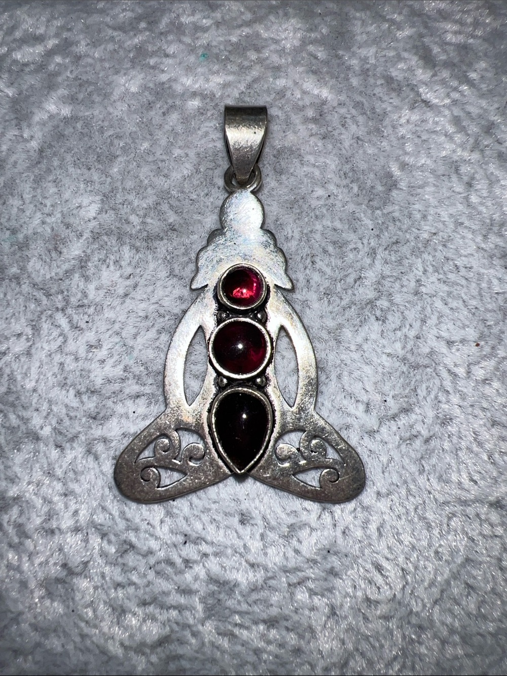 Silver Rubellite Crystal Trinity Knot Pendant - yoga 🧘